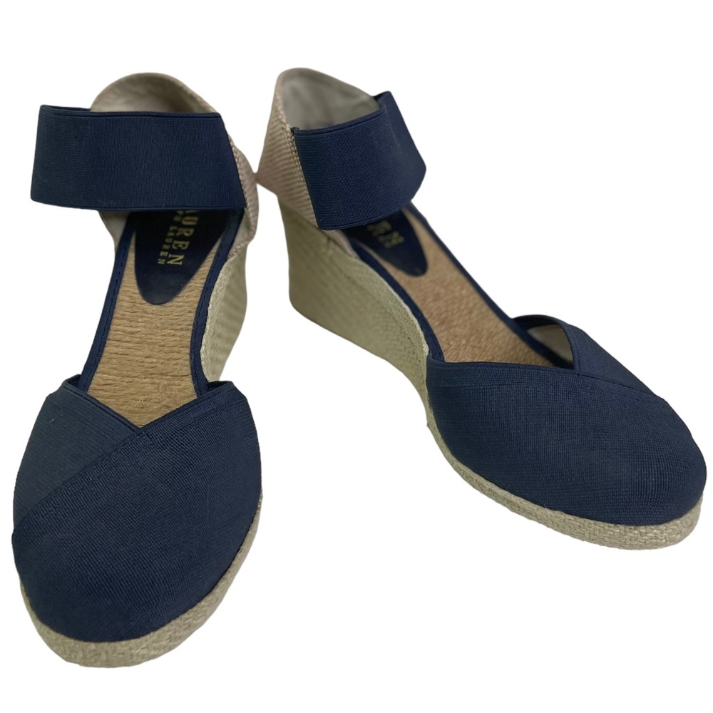 Lauren Ralph Lauren Charla Women’s Navy Blue Espadrille Wedges - Picture 2 of 8